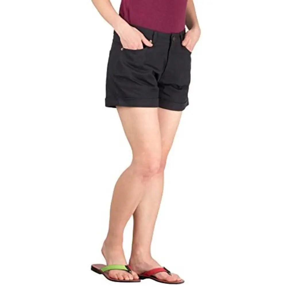 HYPERNATION Black Twill Color Casual Shorts for WomenSaumyasStore