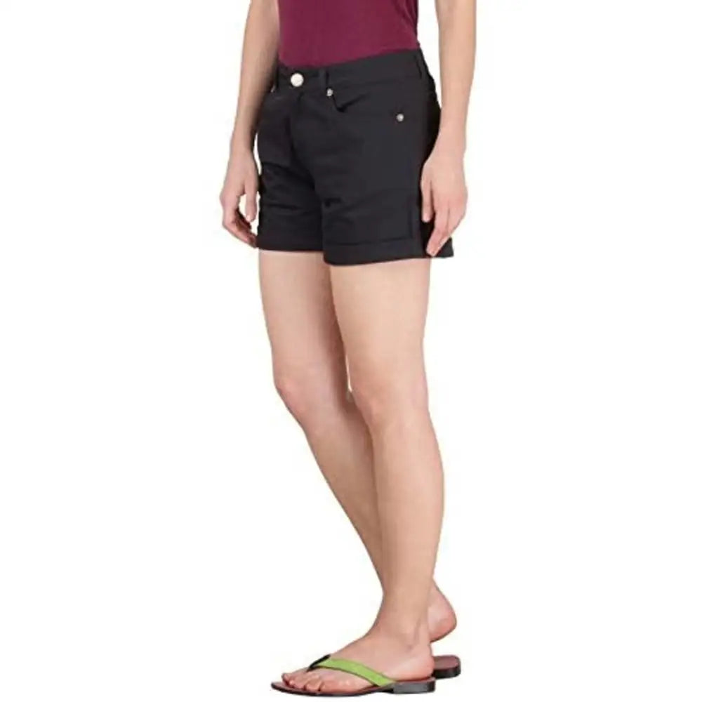 HYPERNATION Black Twill Color Casual Shorts for WomenSaumyasStore