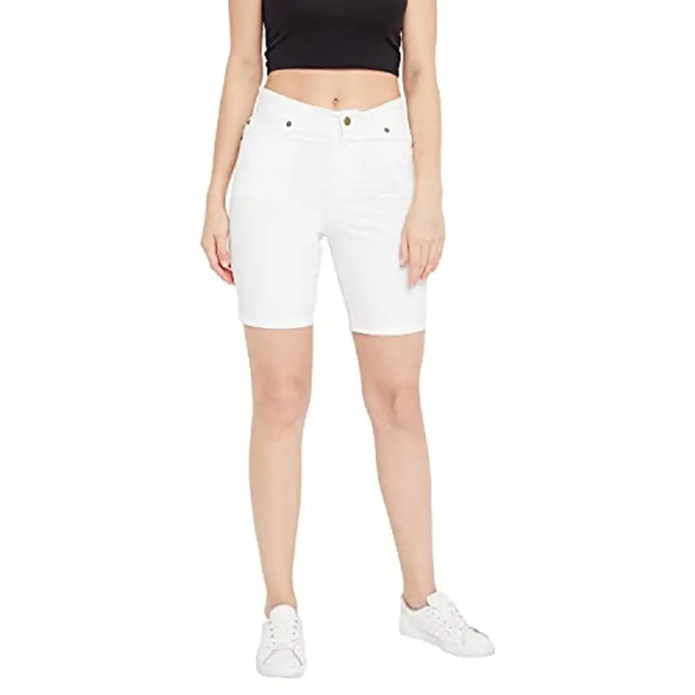 HYPERNATION White Cotton Lycra Women's ShortsSaumyasStore