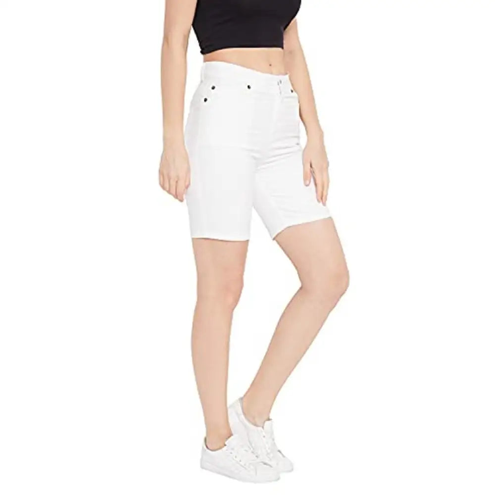 HYPERNATION White Cotton Lycra Women's ShortsSaumyasStore