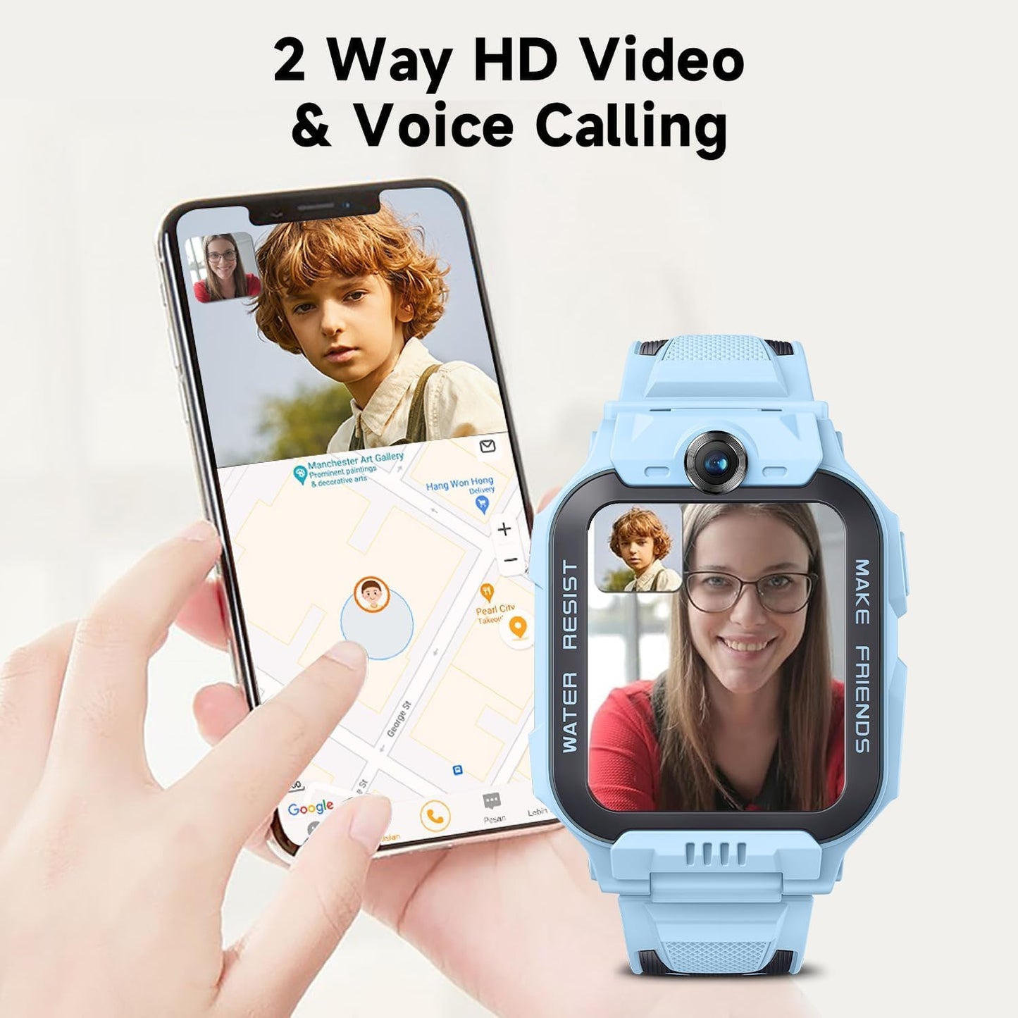 IMOO Z7, 4G Real-Time HD Video & Phone Call for Kids, GPS Location and 14-Day History for Girls and Boys, IPX8 Waterproof for Kids (Blue) SaumyasStore