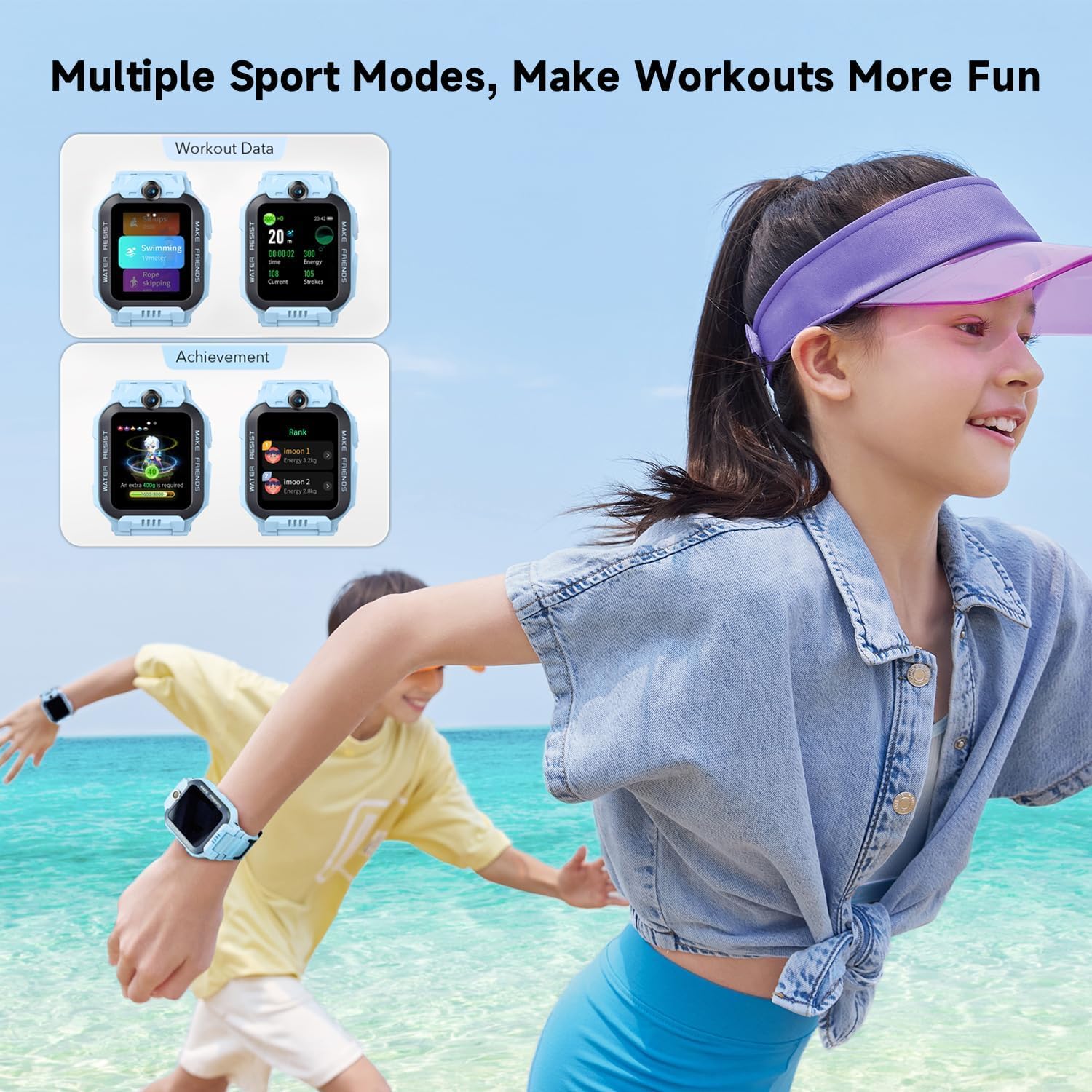 IMOO Z7, 4G Real-Time HD Video & Phone Call for Kids, GPS Location and 14-Day History for Girls and Boys, IPX8 Waterproof for Kids (Blue) SaumyasStore