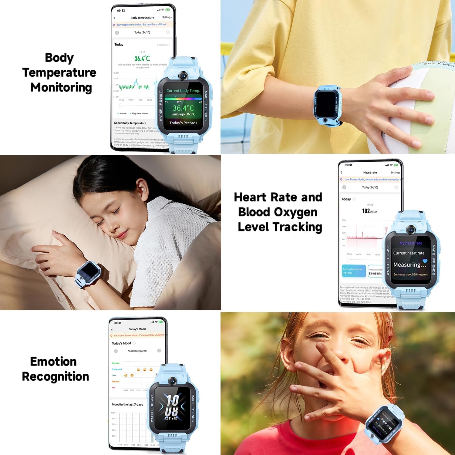 IMOO Z7, 4G Real-Time HD Video & Phone Call for Kids, GPS Location and 14-Day History for Girls and Boys, IPX8 Waterproof for Kids (Blue) SaumyasStore