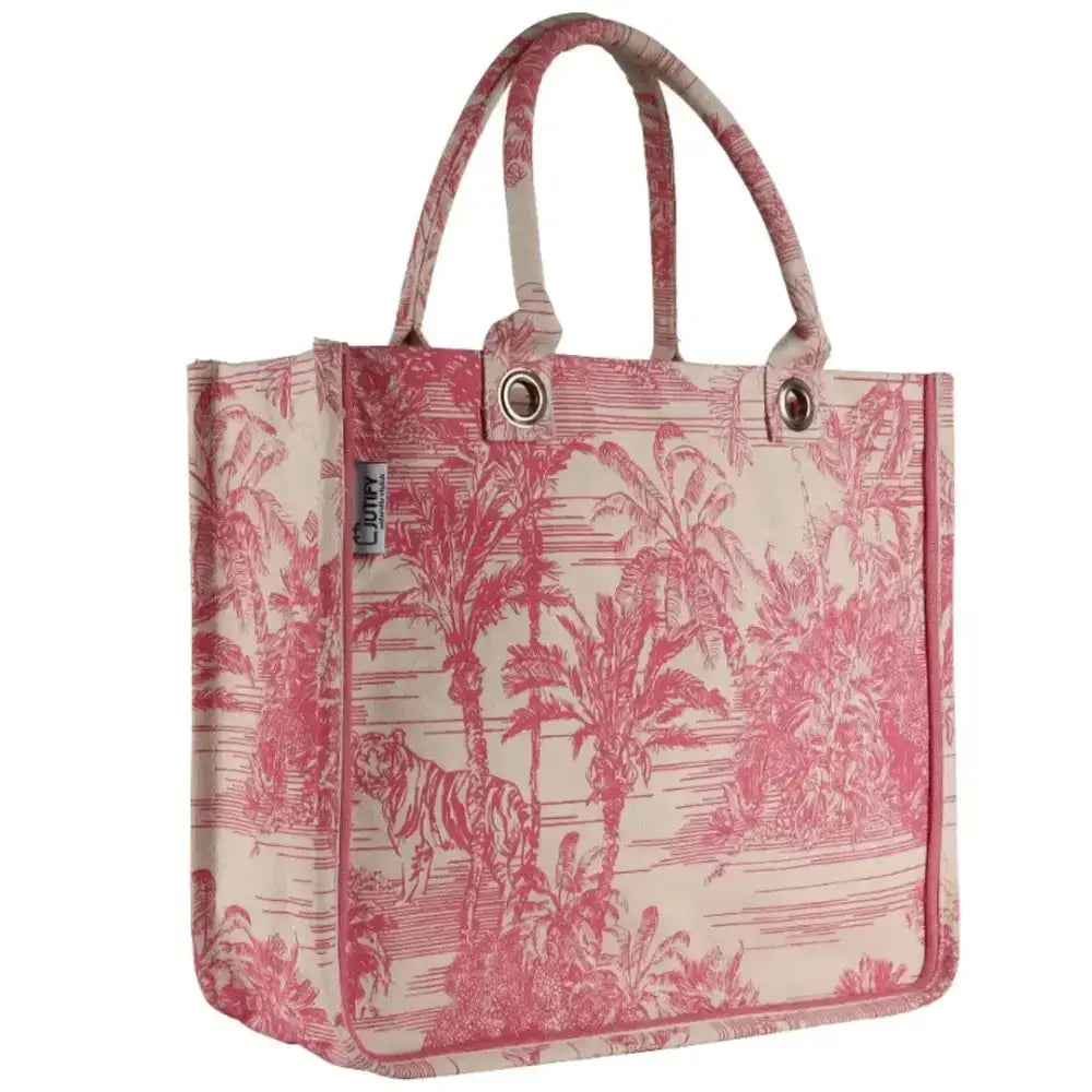 Jutify Eco-Friendly Printed Unisex Canvas Shopping Bag Pink ( 42cm X 35cm X 13cm)