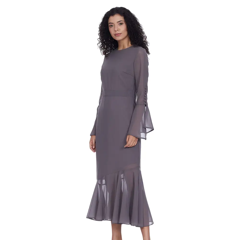 Kazo Women’s Polyester A-Line Below The Knee Dress