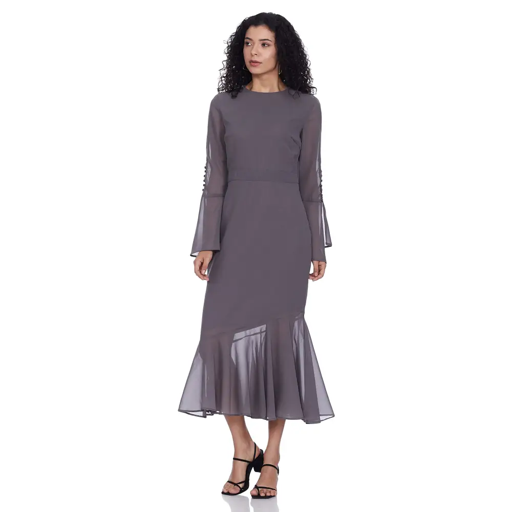 Kazo Women’s Polyester A-Line Below The Knee Dress