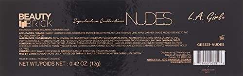 L.A Girl Eyeshadow Palette - 12 Shades, High Pigmented, Long Wearing & Easily Blendable, Matte, Shimmery & Metallic Finish, Beauty Brick Nudes - 12g SaumyasStore