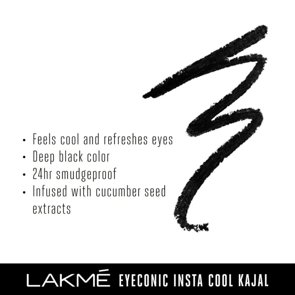 LAKMÉ Eyeconic Insta Cool Kajal Black Cooling Kohl Liner