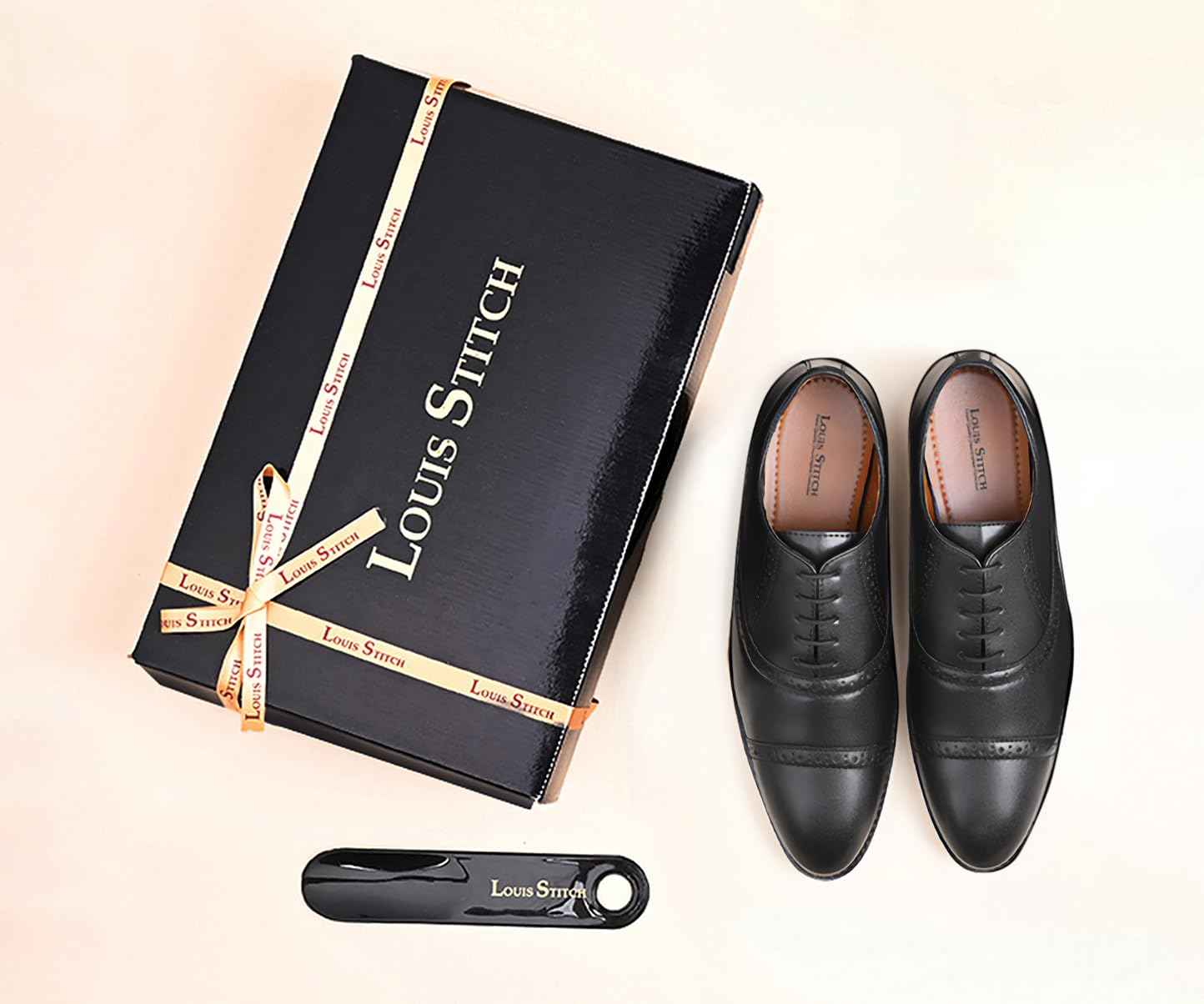 LOUIS STITCH Men's Formal Lace-up Oxford Shoes for Men | Solid Design | Ideal for Formal, Business Casual, and Parties | Obsidian Black, Size UK 8 (RG_OX) SaumyasStore