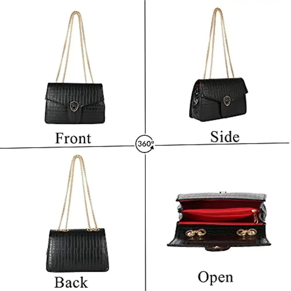 LX Purse For Women With Long Strap Sling Bag For Women & Crossbody Fit Small Size PU Leather (G Black)