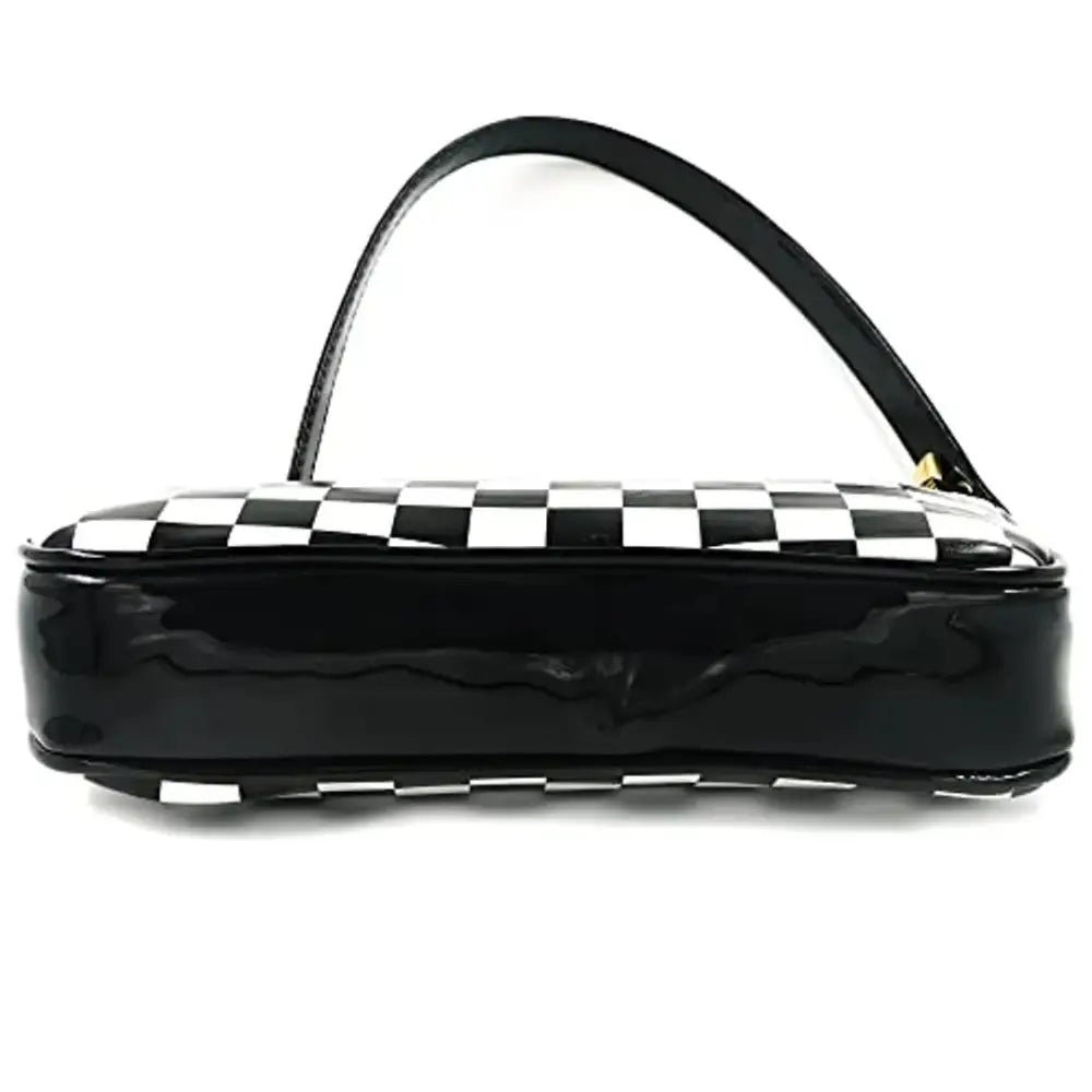 LX Small Shoulder Bags for Women Mini Handbags Small Size Purse (Black-White Check)