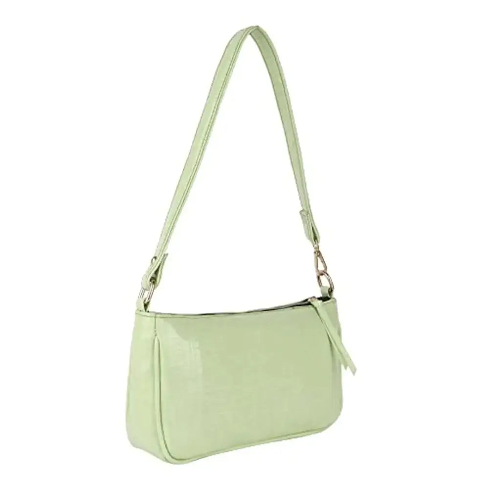 LX Small Shoulder Bags for Women Mini Handbags with Croc Pattern Green