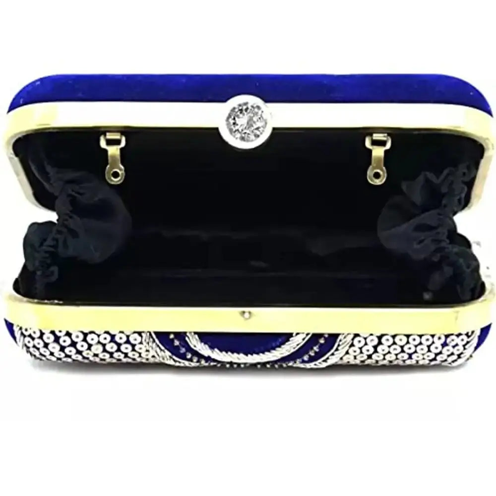 MaFs Blue Embroidered Women clutches For Weddings