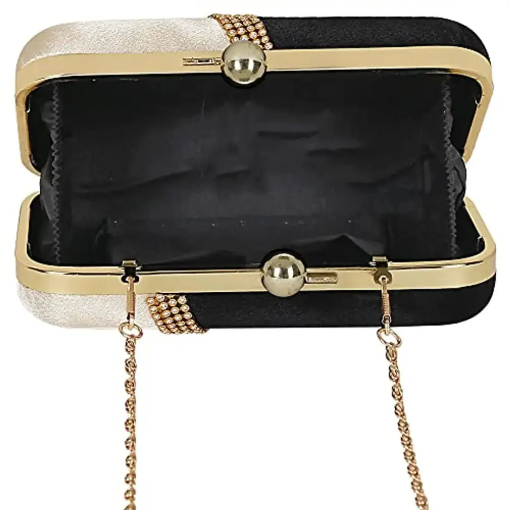 MaFs Embelished Women's Clutch Gold and Black Clutch for weddings and Parties