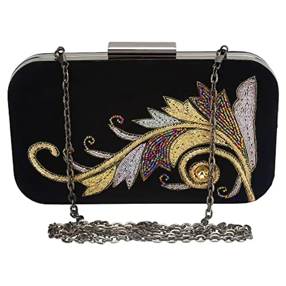 MaFs Embroidered Black Women clutches