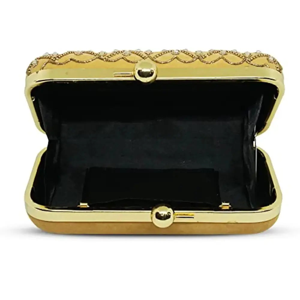 MaFs Embroidered Golden Velvet Women clutches