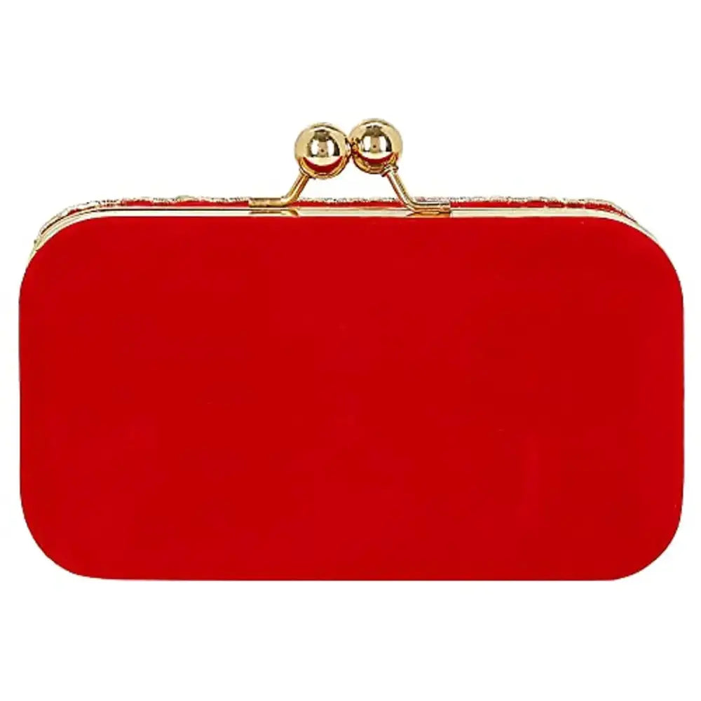 MaFs Embroidered Red Velvet Women clutches