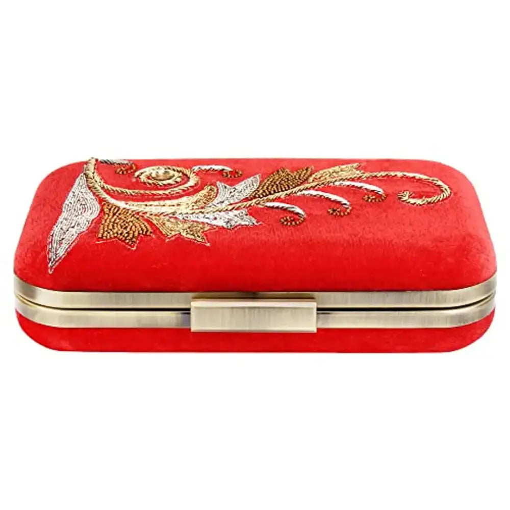 MaFs Embroidered Red Women clutches