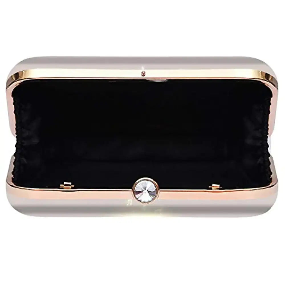 MaFs Printed Clutch Bag with Detachable Chain, Cream