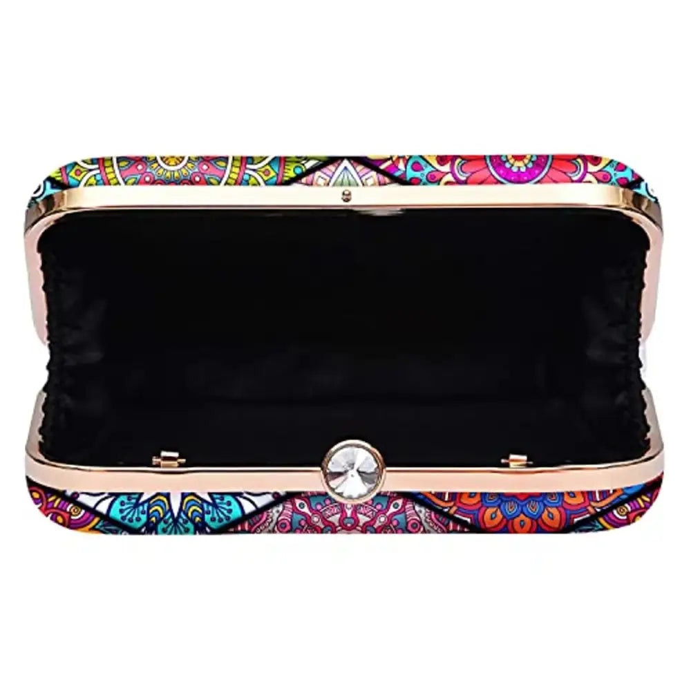 MaFs Women's Printed Detachable clutches For Weddings and Parties (Multicolour)