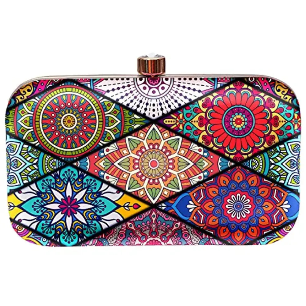 MaFs Women's Printed Detachable clutches For Weddings and Parties (Multicolour)