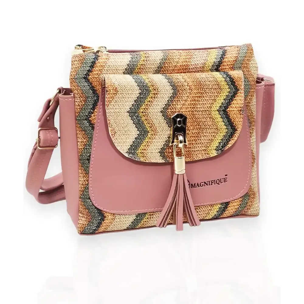 Magnifique Women's Hand/Sling/Side Bag/purse Polyurethane Western (Pink)