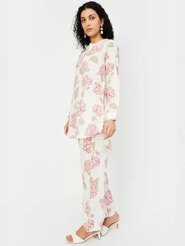 Max Women's Cotton Blend Co-ords (CTKST45018_White SaumyasStore