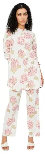 Max Women's Cotton Blend Co-ords (CTKST45018_White SaumyasStore