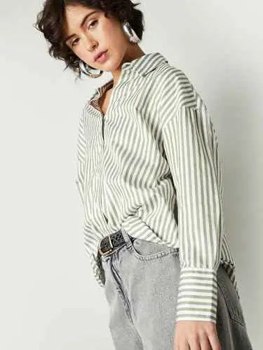 Max Women's Regular Fit Shirt (B24WCTFSWT168QS_Green SaumyasStore