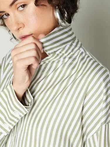 Max Women's Regular Fit Shirt (B24WCTFSWT168QS_Green SaumyasStore