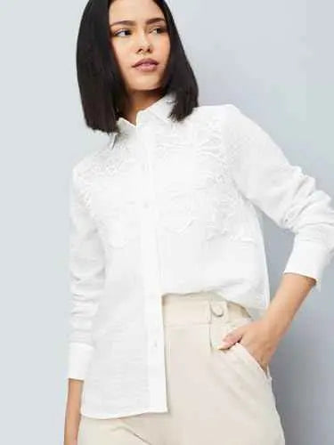 Max Women's Regular Fit Shirt (BRE17_Ivory SaumyasStore
