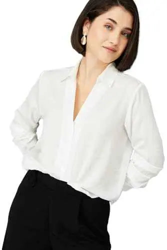 Max Women's Regular Fit Shirt (SFT3603_Ivory SaumyasStore