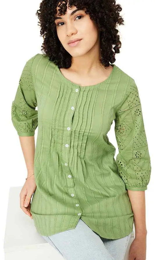 Max Women's Regular Fit Tunic (INDIE42005GREEN_Green SaumyasStore
