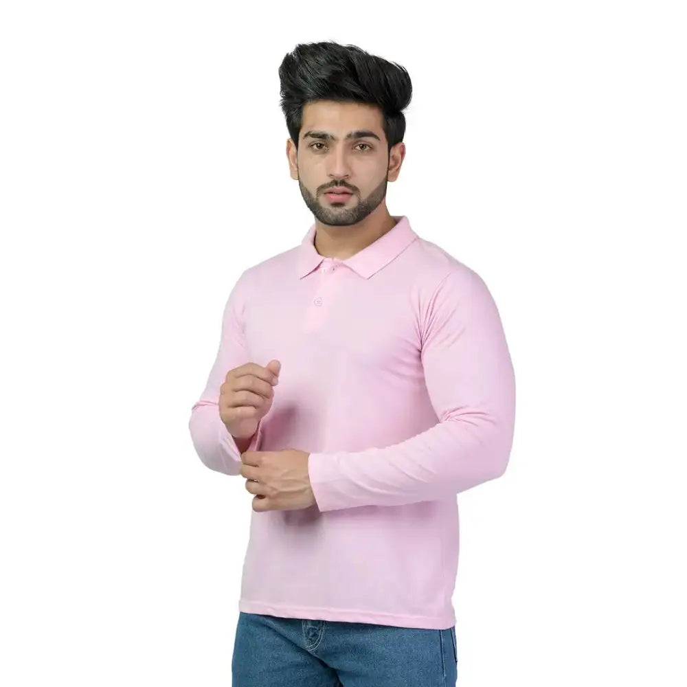 Men's Pink Polycotton Solid Polos with a FREE Keyring