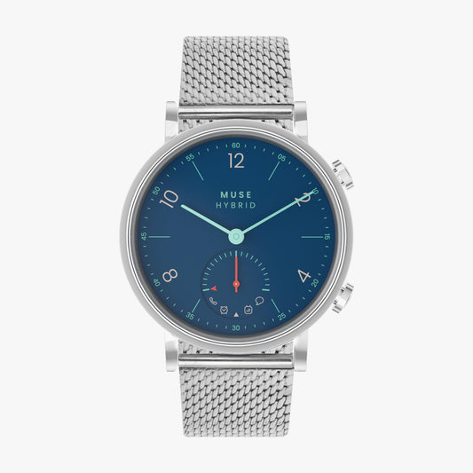 Muse Modernist Milanese Edition Hybrid Smartwatch for Men & Women with Bluetooth Connectivity, Step Counter, Sleep Monitoring, 5ATM Water Resistant (36MM, Blue) SaumyasStore