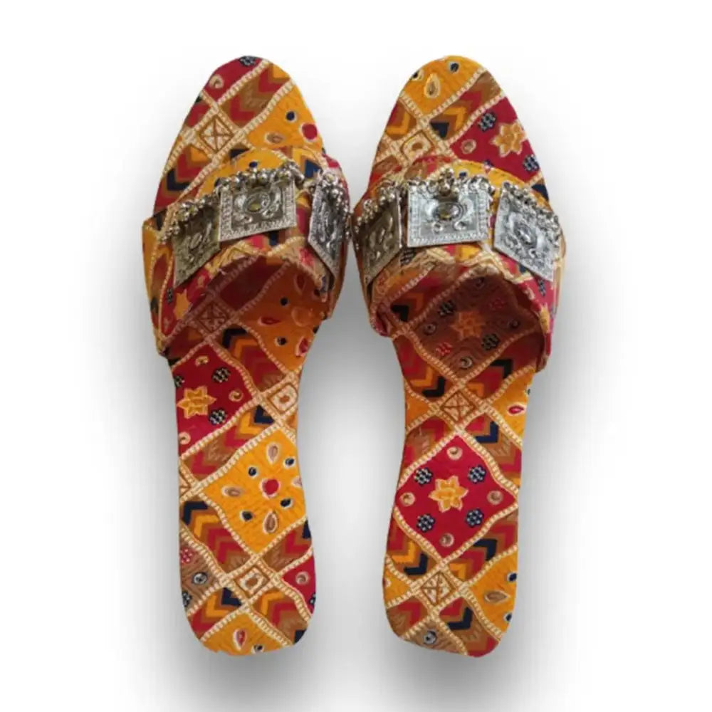 Namaste India Handicrafts Printed Synthetic Sliders for Women and Girls