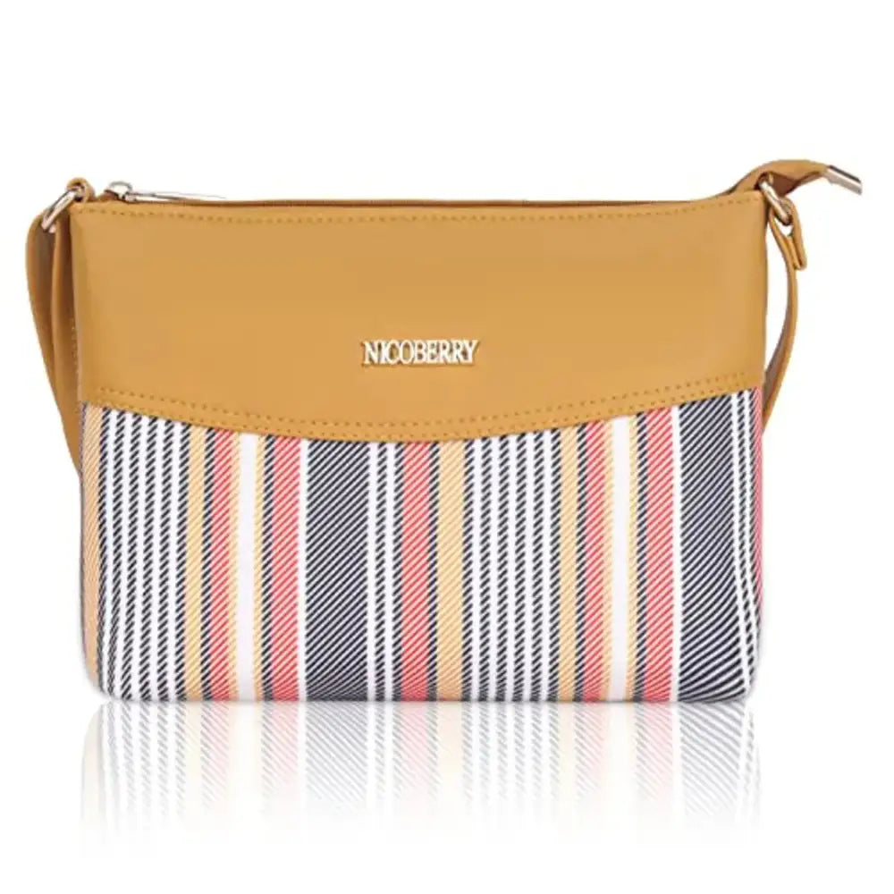 Nicoberry Printed canvas sling bag Women  (Yellow)