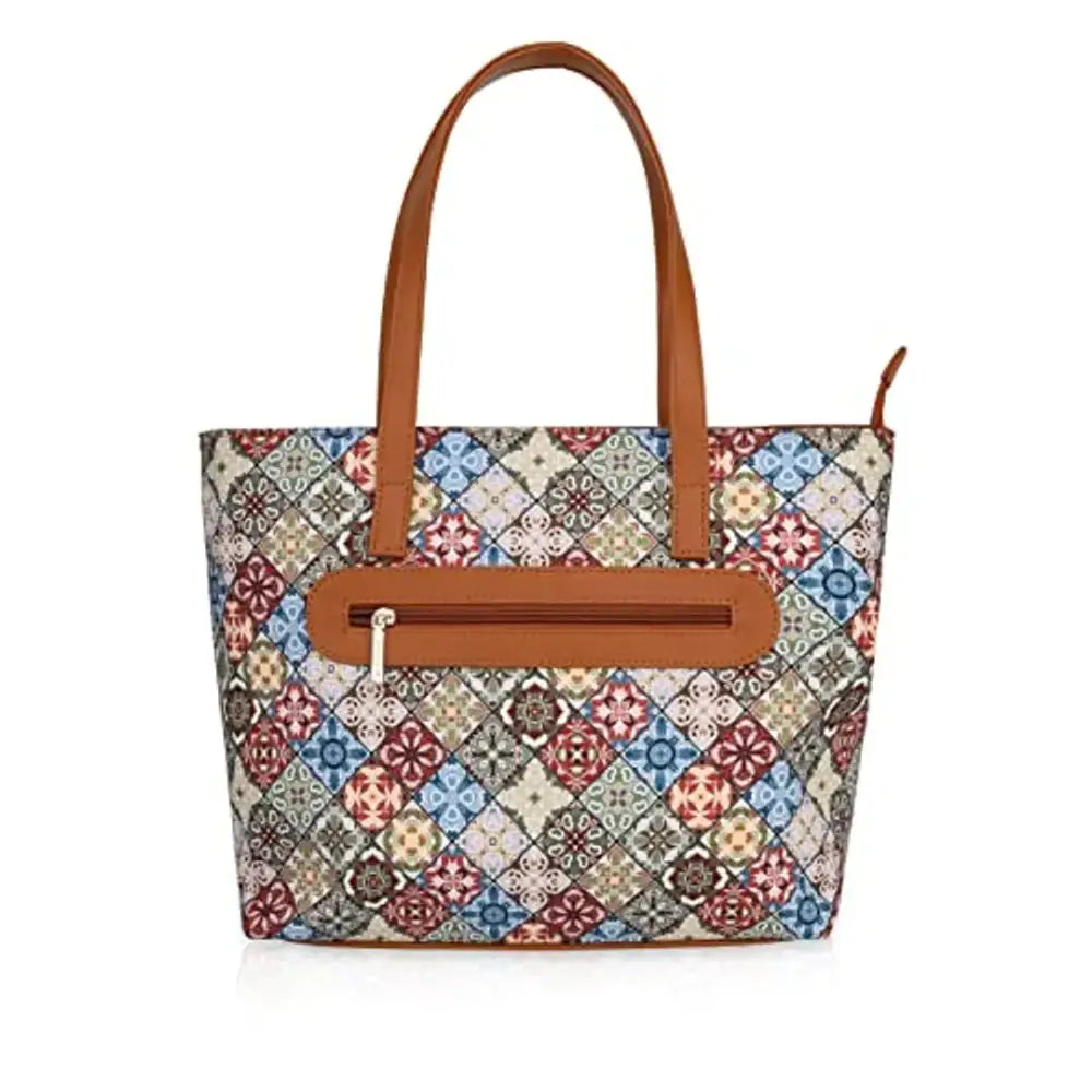 Nicoberry Women's Tote Bag | Big size, Handbag with Exotic Print Vegan Leather 14 Laptop Space (Multicolour)