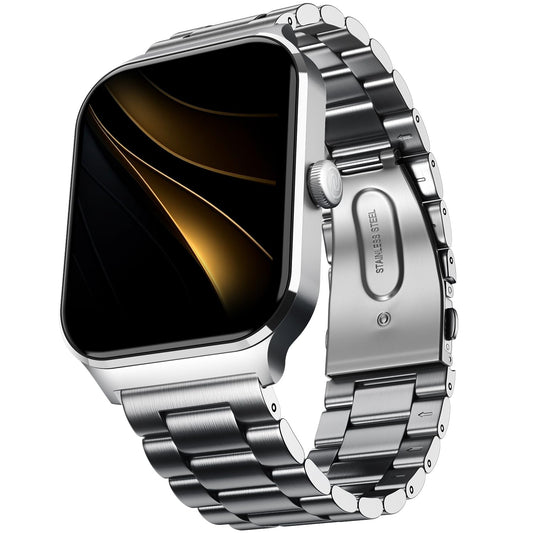 Noise Canvas Smart Watch with 1.96" Vivid Display, Functional Crown, BT Calling, 150+ Watch Faces, AI Voice Assistant, Health Suiteᵀᴹ, 100+ Sports Modes, IP67, Upto 7 Days Battery (Elite Silver) SaumyasStore