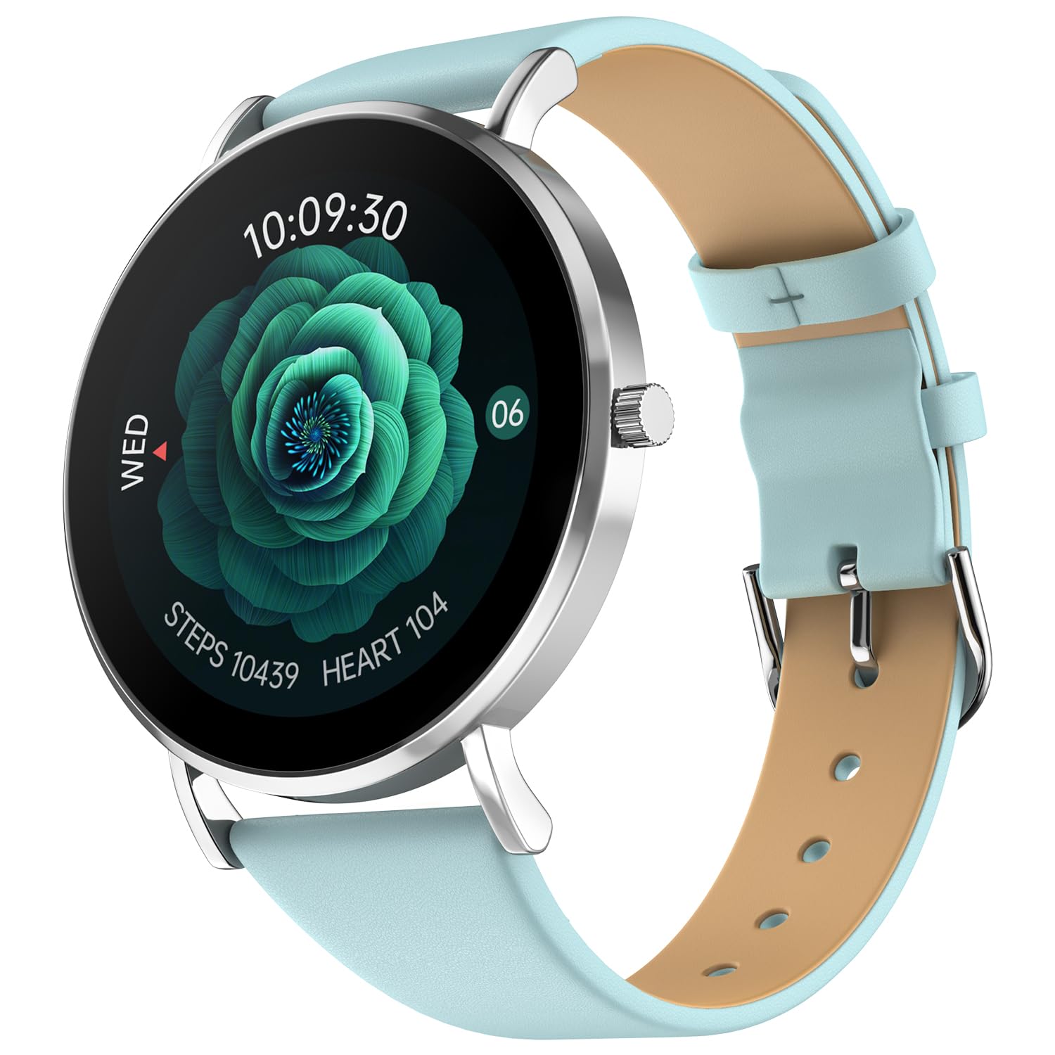 Noise Diva 2 Fashion Smart Watch for Women- Sleekest Dial, 36mm AMOLED Display, Snug Fit, Improved Female Cycle Tracker, BT Calling, Sleep Tracking, AI Voice Assistant, Password Protection-Silver Blue SaumyasStore