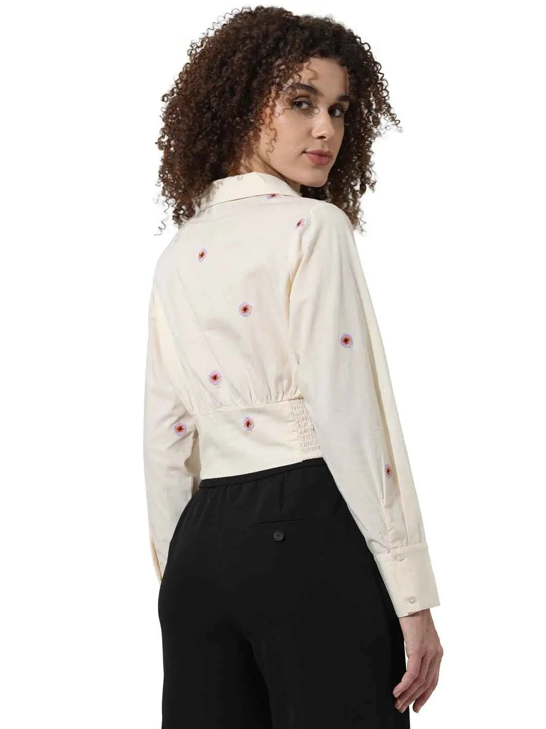 ONLY Women's Slim Fit Shirt (15334358- Ecru SaumyasStore