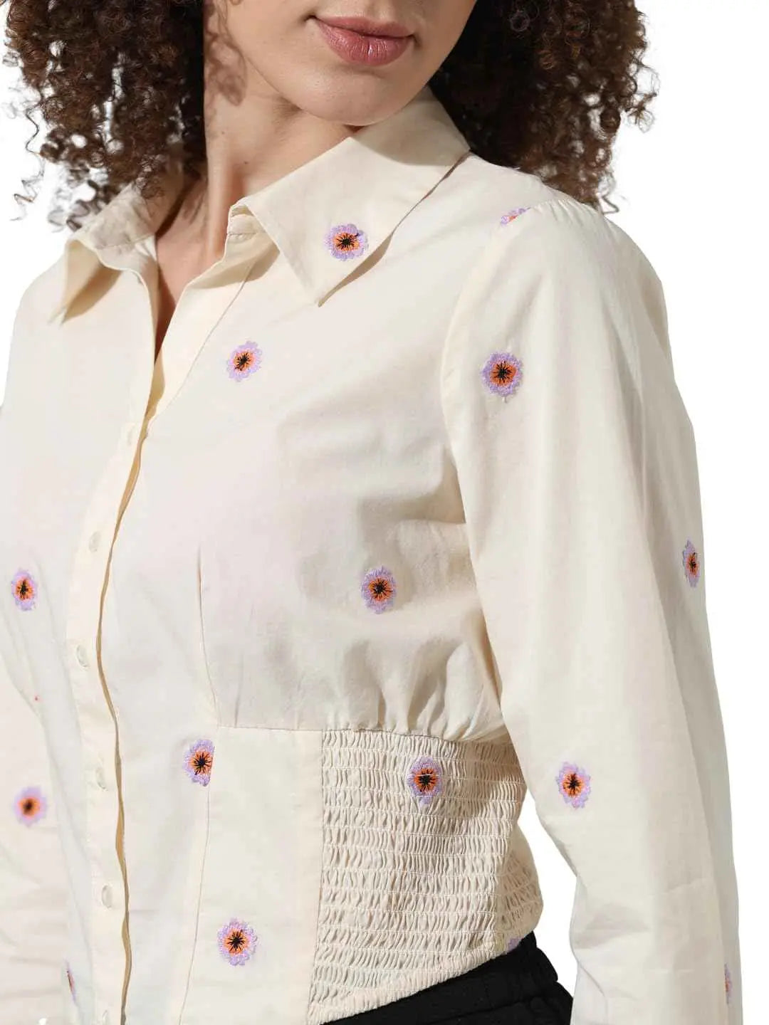 ONLY Women's Slim Fit Shirt (15334358- Ecru SaumyasStore