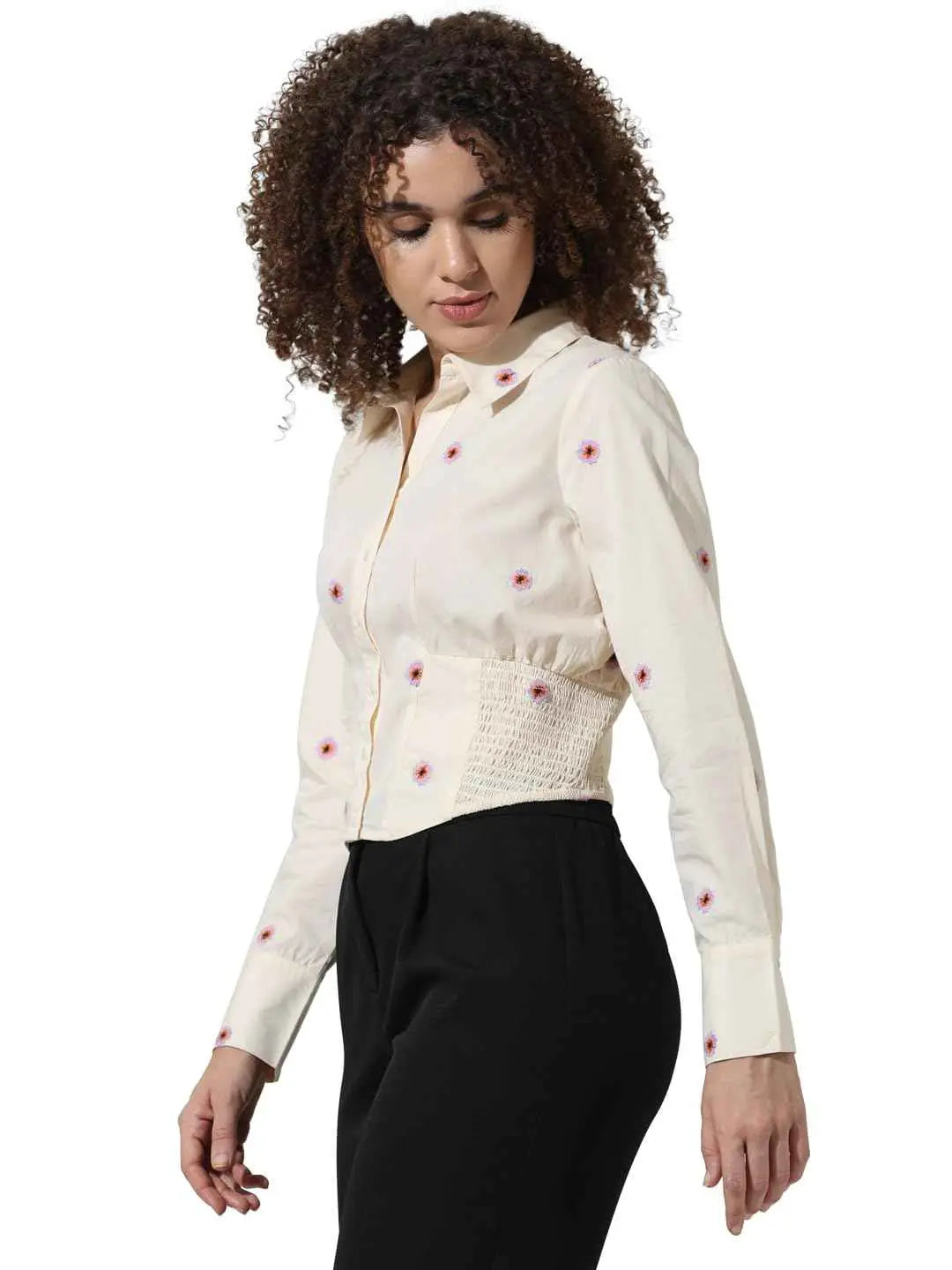 ONLY Women's Slim Fit Shirt (15334358- Ecru SaumyasStore
