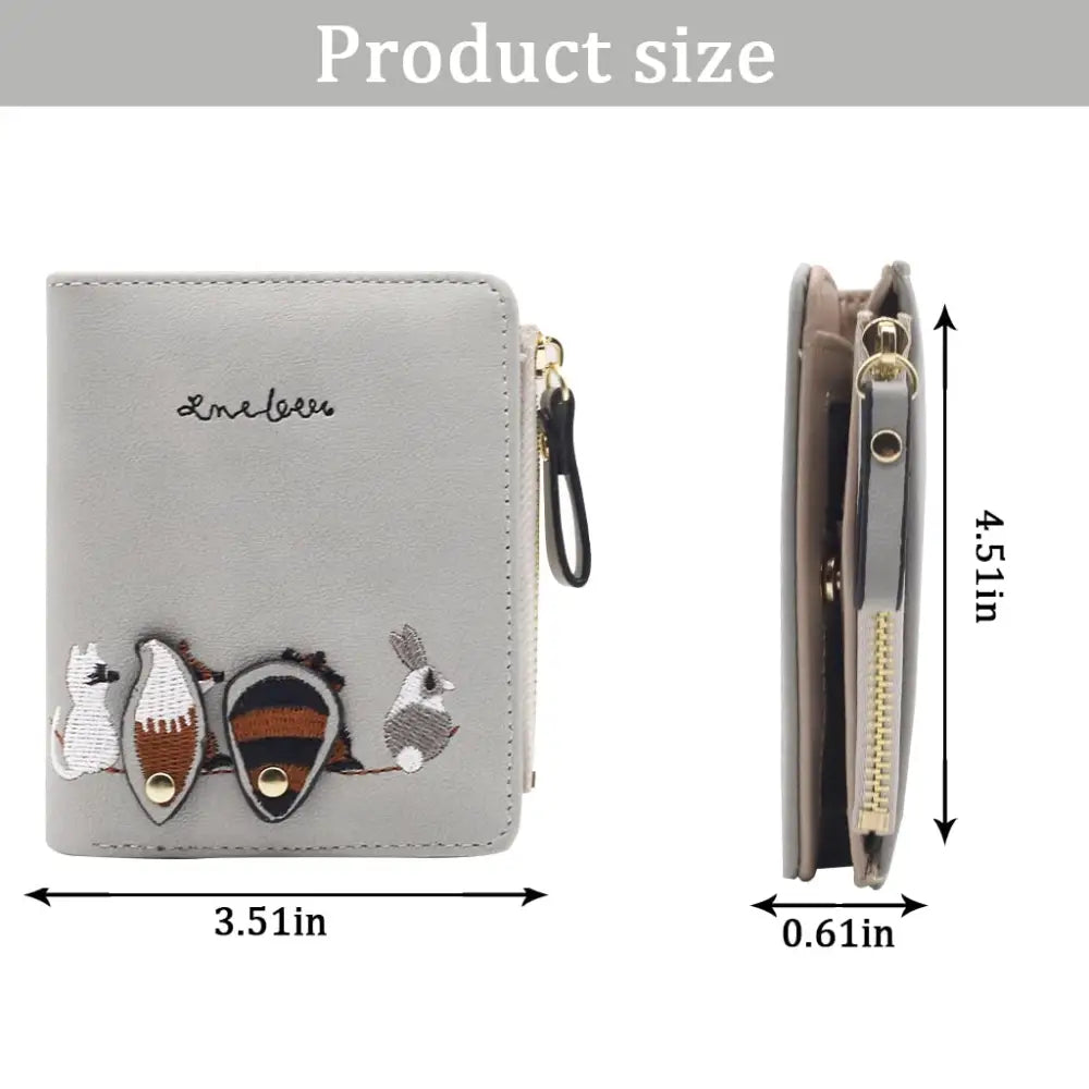 PALAY® Small Wallets for Women Cute Mini Animals Embroidery