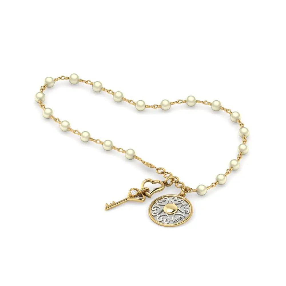 Pc Jeweller 18k (750) Yellow Gold With Diamond Bracelet For
