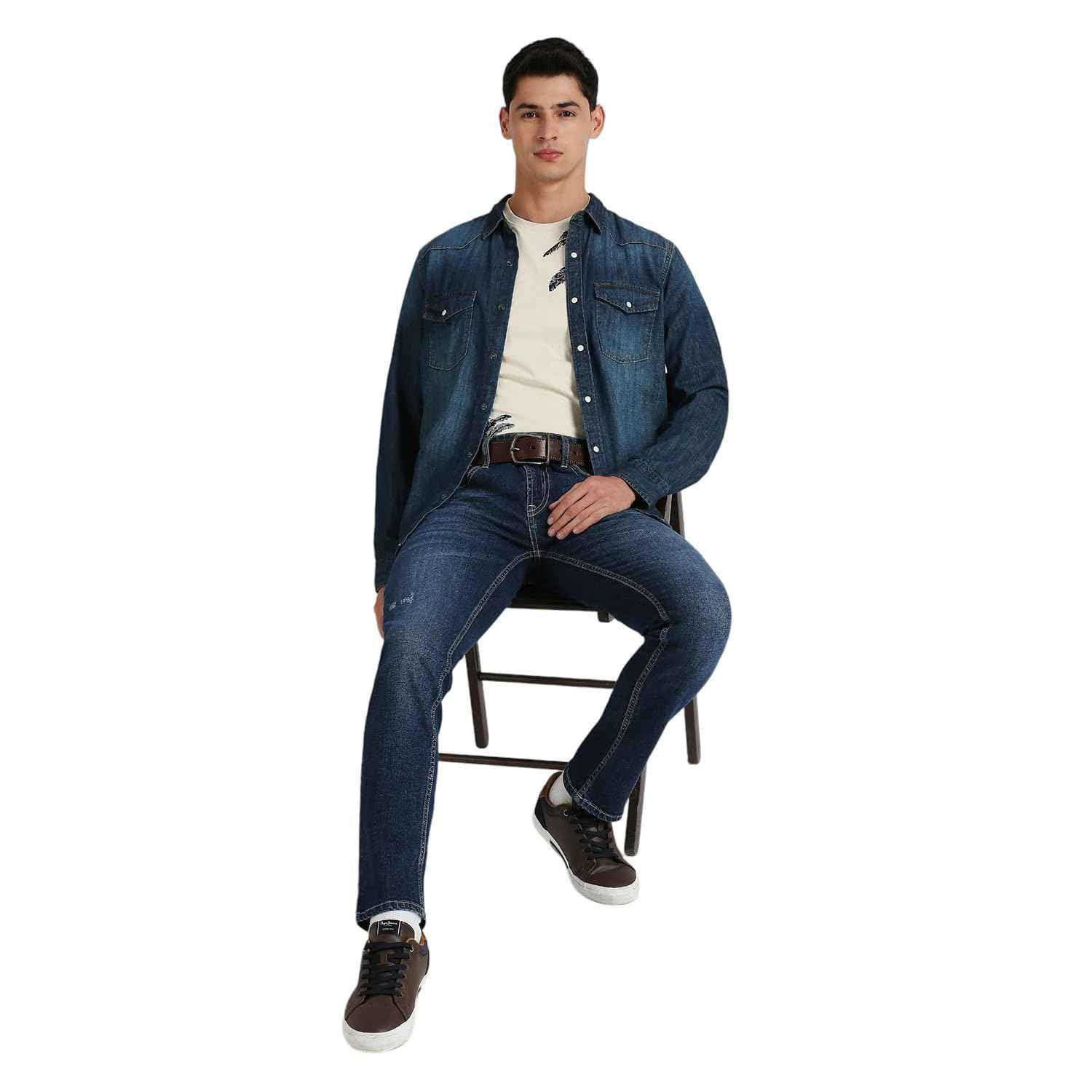 Pepe Jeans Men's Slim Jeans (PM207933Q03100038_Blue SaumyasStore