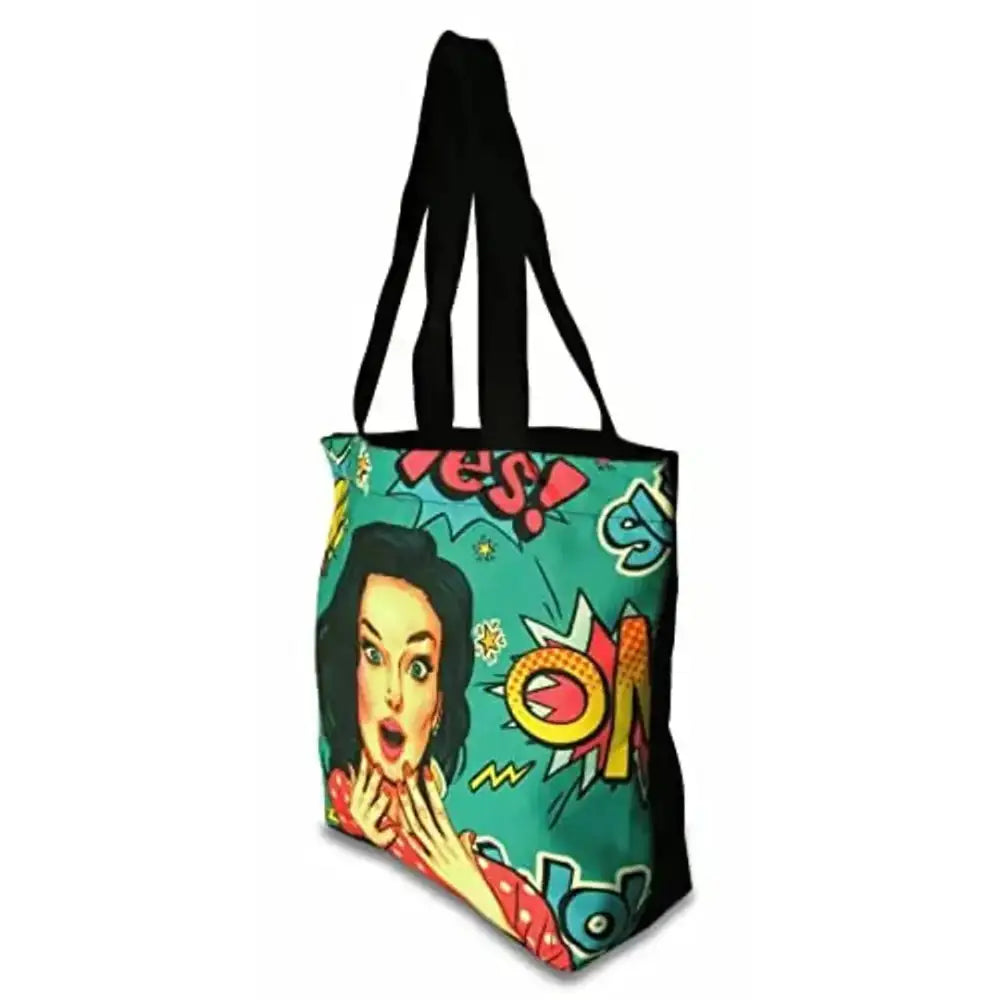 Planet Earth 100% Cotton Canvas Tote /Grocery/Shopping /Shoulder Bags with Zipper Reusable and Washable Printed designer Eco Friendly Tote Multipurpose Bags with Inner and Outer Pockets? (Group 8)