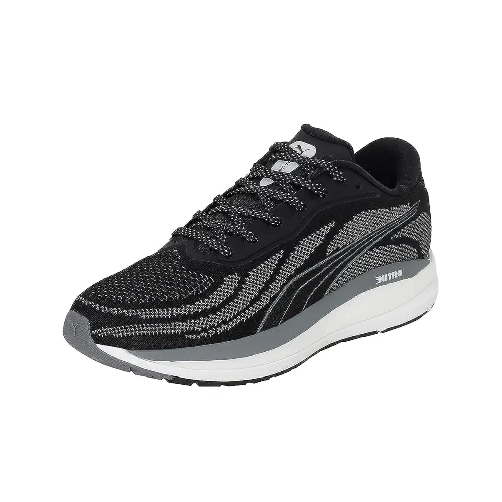 Puma Mens Magnify Nitro Knit Black-Castlerock-White Running