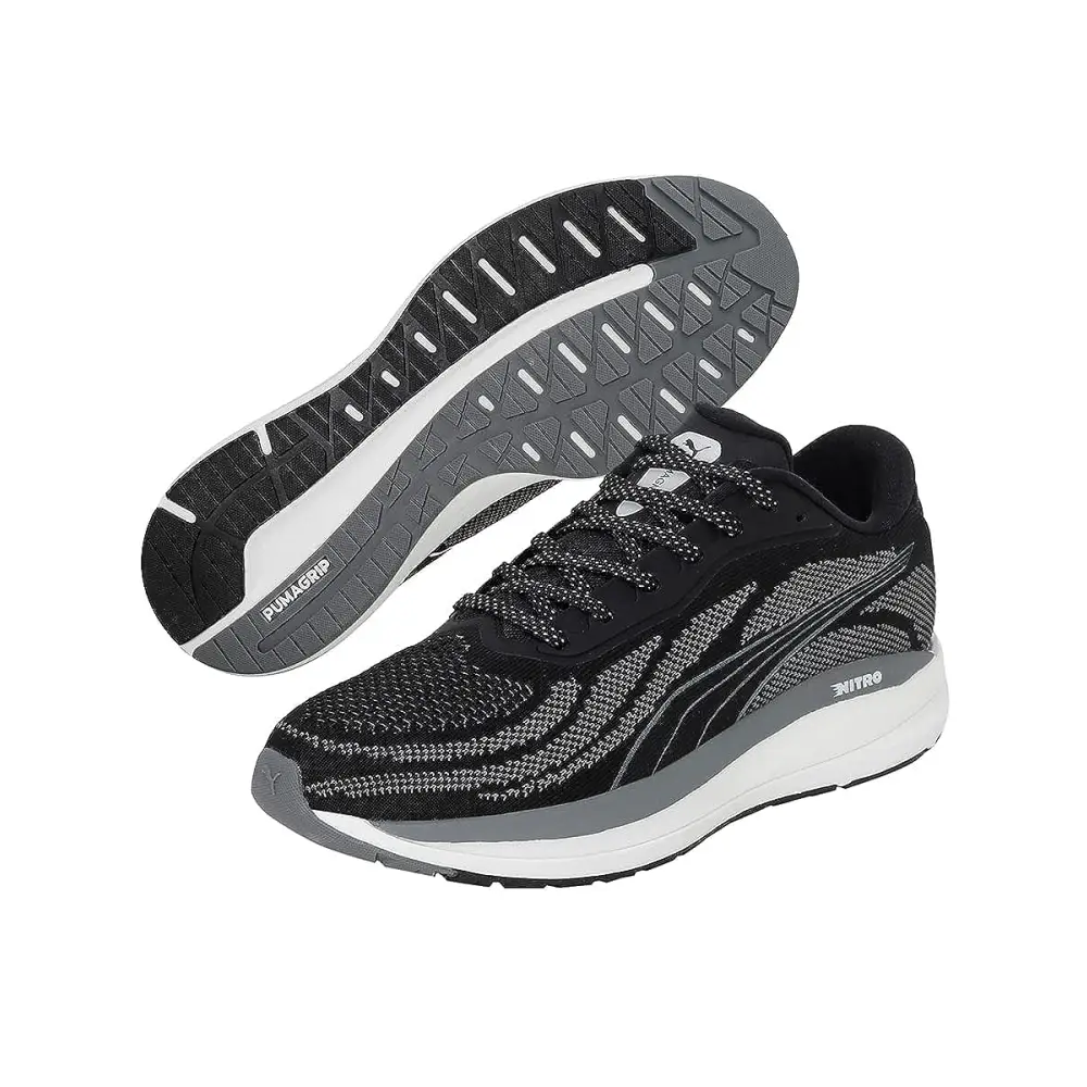 Puma Mens Magnify Nitro Knit Black-Castlerock-White Running