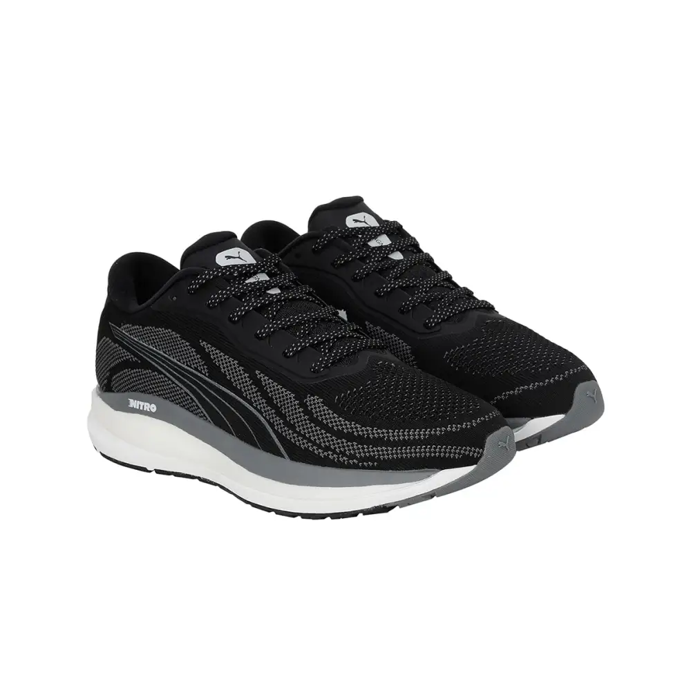 Puma Mens Magnify Nitro Knit Black-Castlerock-White Running